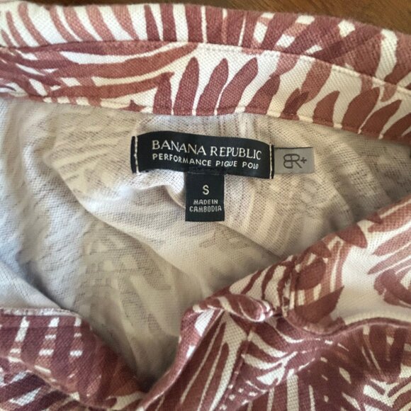 Banana Republic Men's Red Floral Hawaiian Short Sleeve Performance Polo Small - Picture 3 of 3